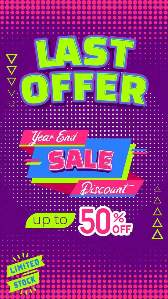 Last offer poster design with colorful background vector