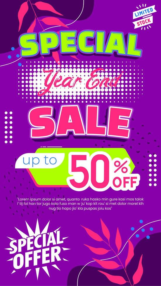 Special year end sale poster template with colorful background vector