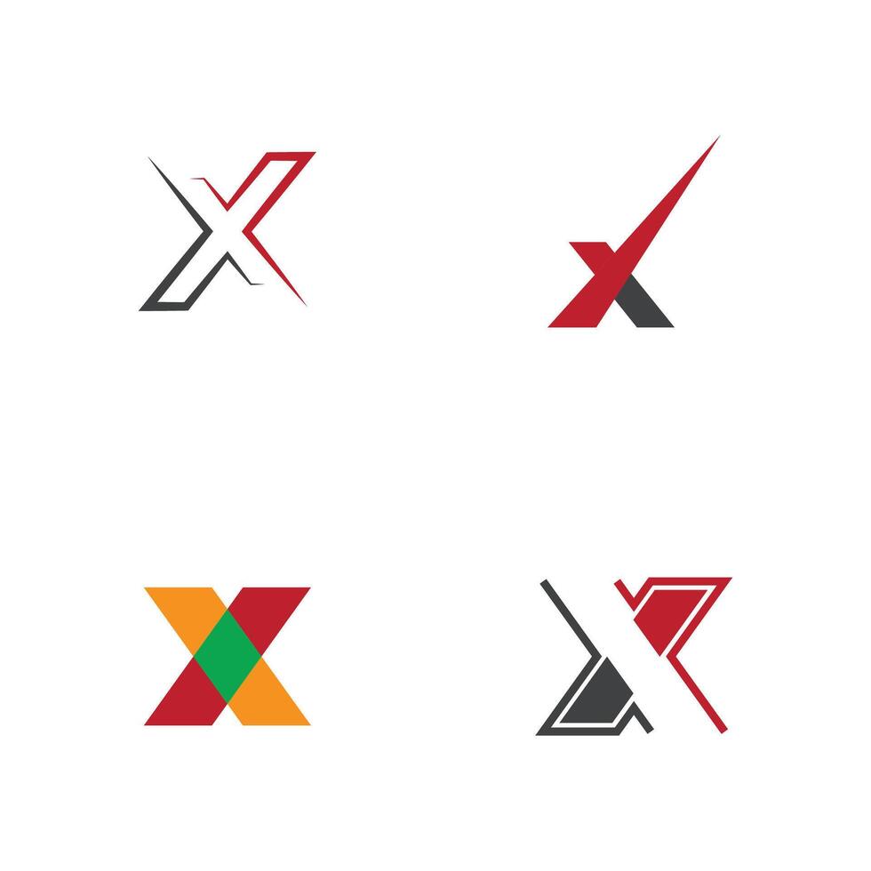 Set X Letter Logo Template icon vector