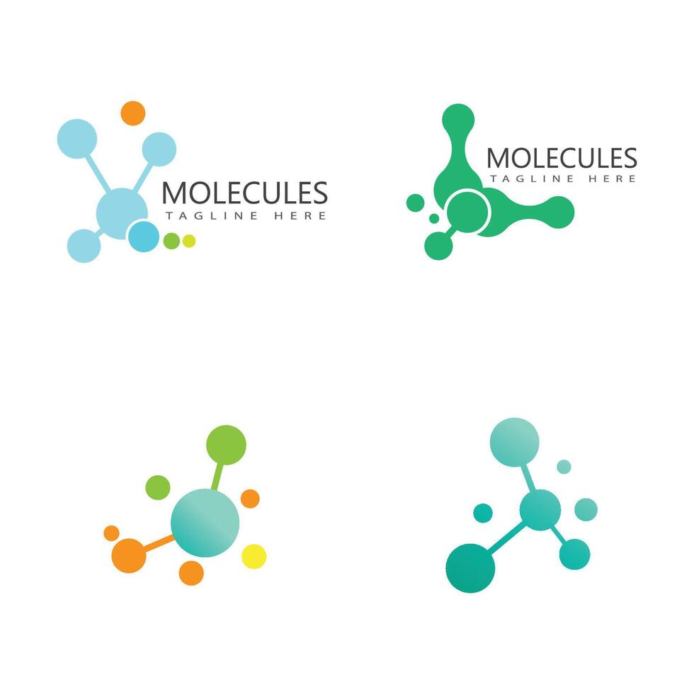 Set dna Molecule symbol logo template illustration design vector