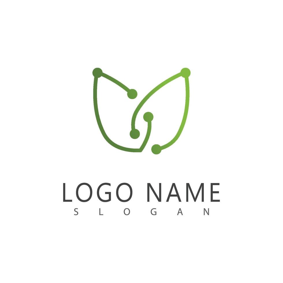 Green leaf Molecule symbol logo template illustration design vector