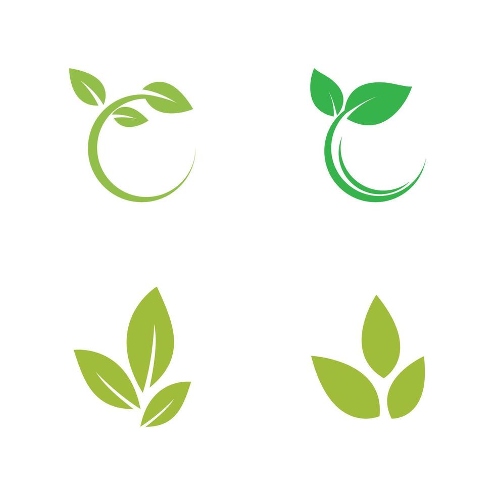 Set simple Green leaf logo template element symbol design vector