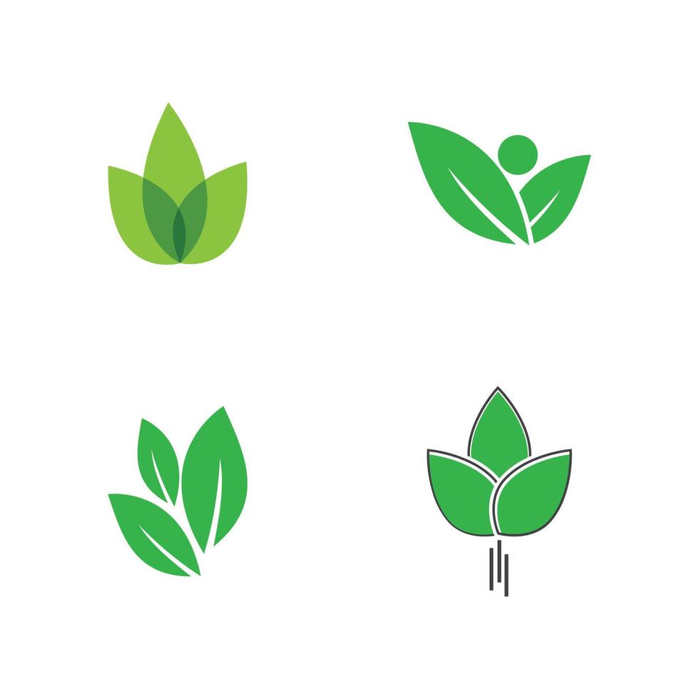 Green leaf logo template element symbol vector