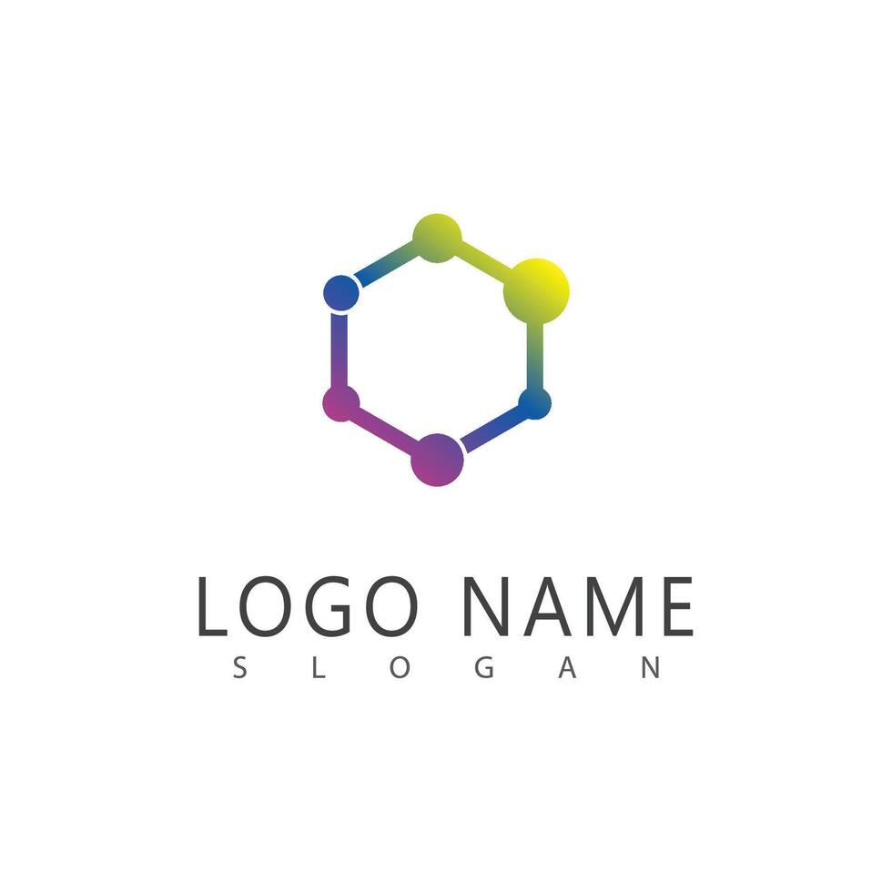 Molecule geometric symbol logo template illustration design vector