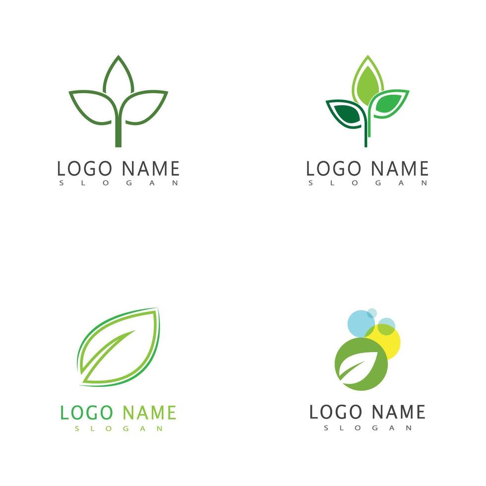 Green leaf logo template element vector