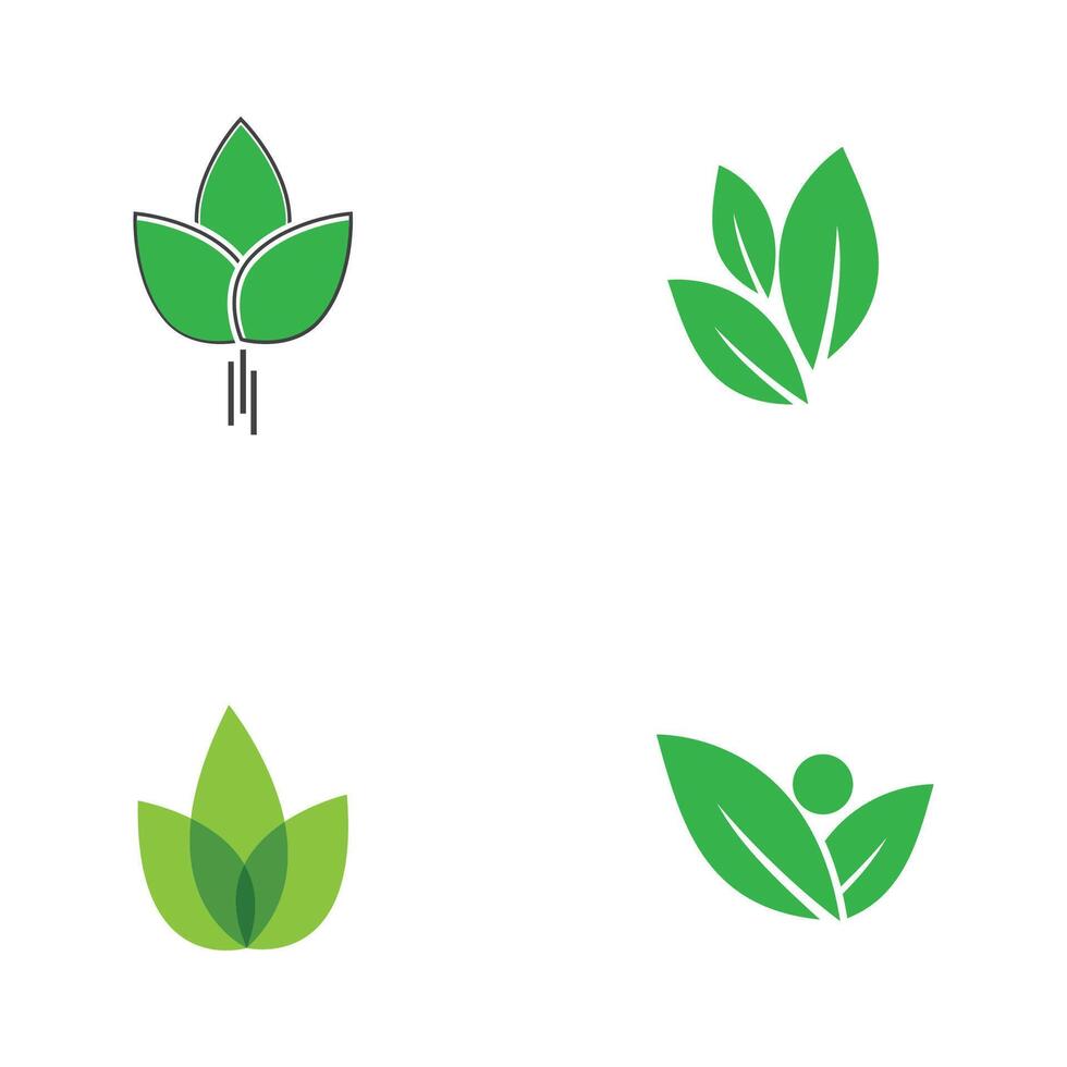 Set icon Green leaf logo template element symbol design vector