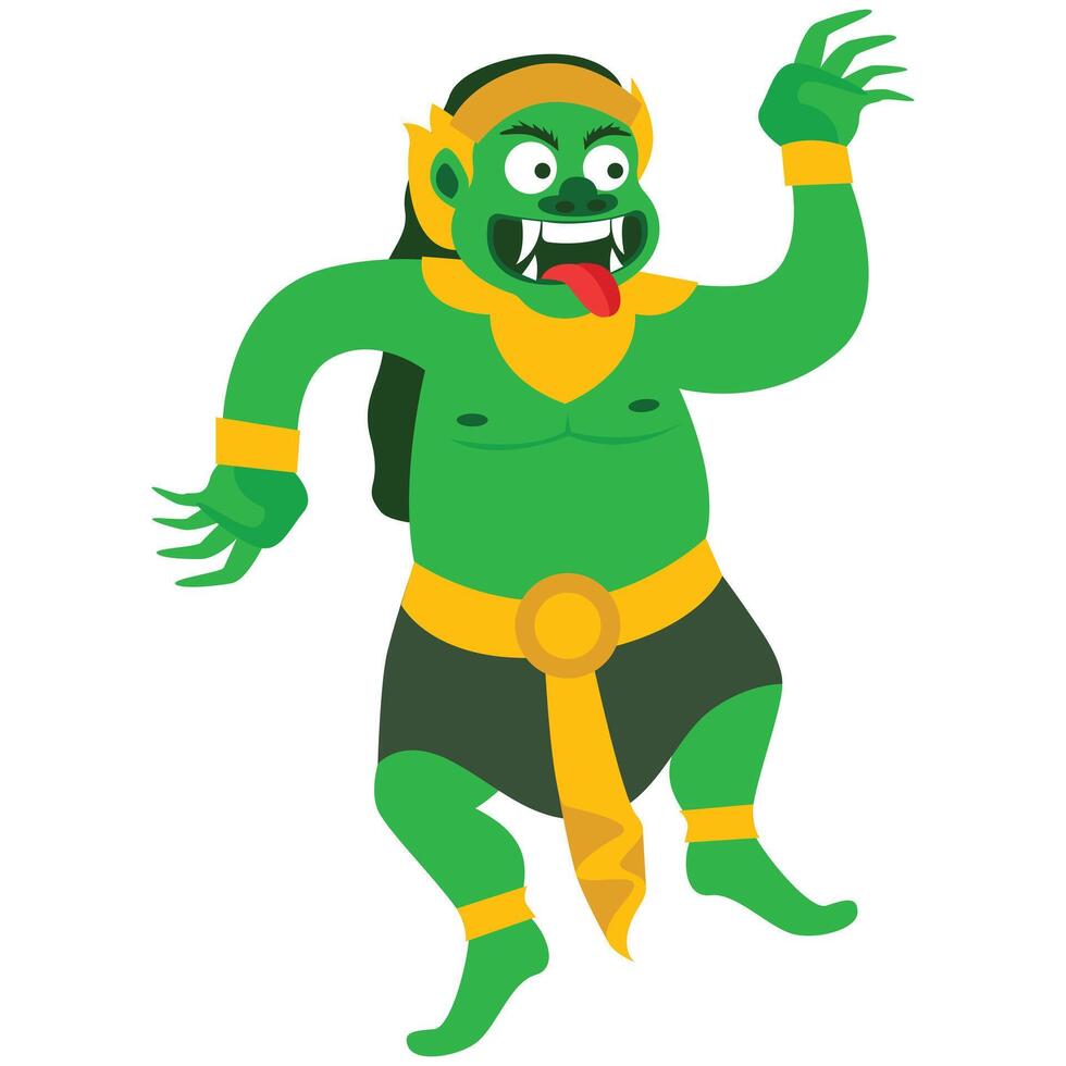 Cartoon Illustration of a Green Mythical Creature called ogoh-ogoh vector