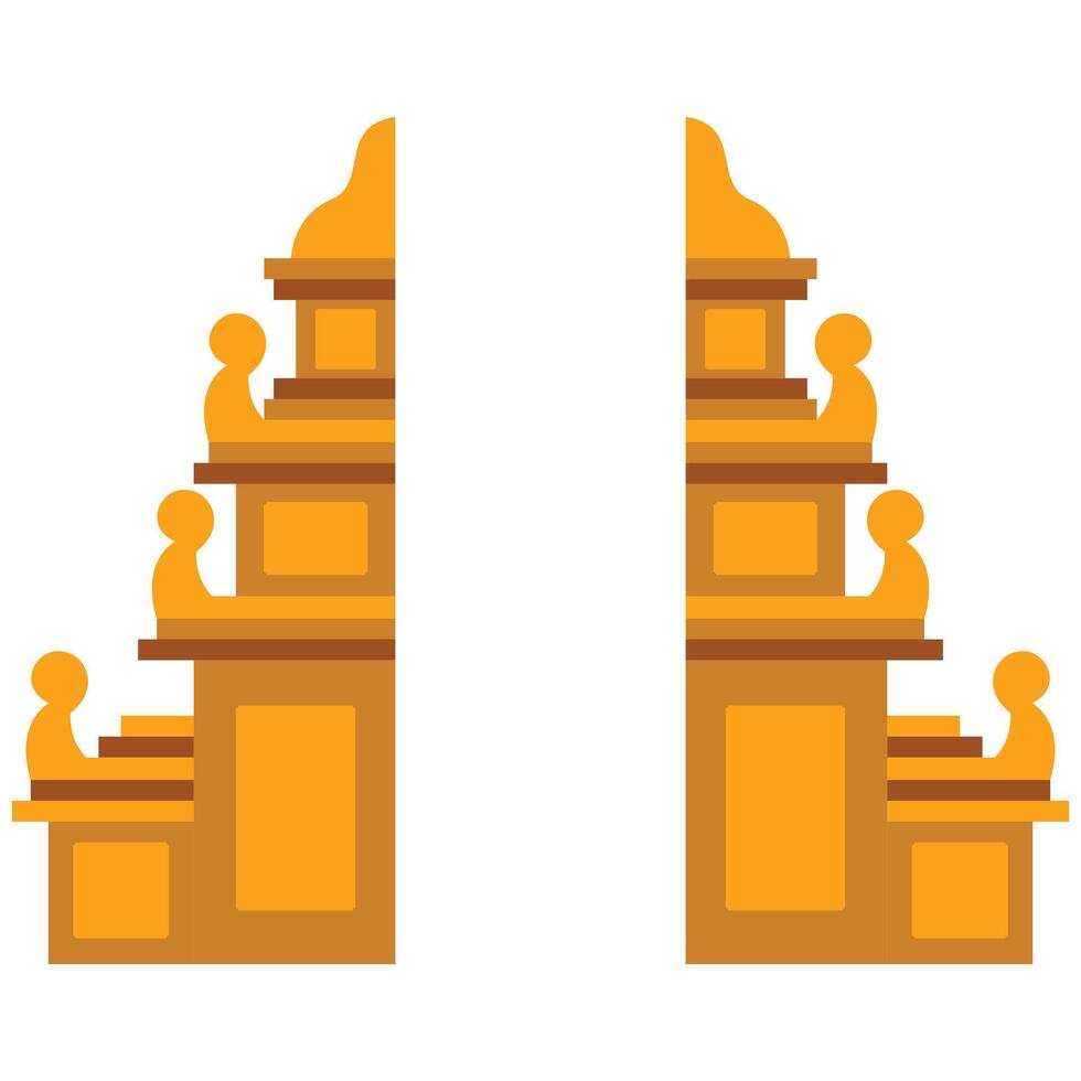 Traditional Balinese gate known as a candi bentar. Ideal for travel brochures, cultural websites, and architectural design inspiration for projects. vector