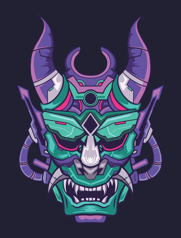 An illustration of a demon mask with horns vector