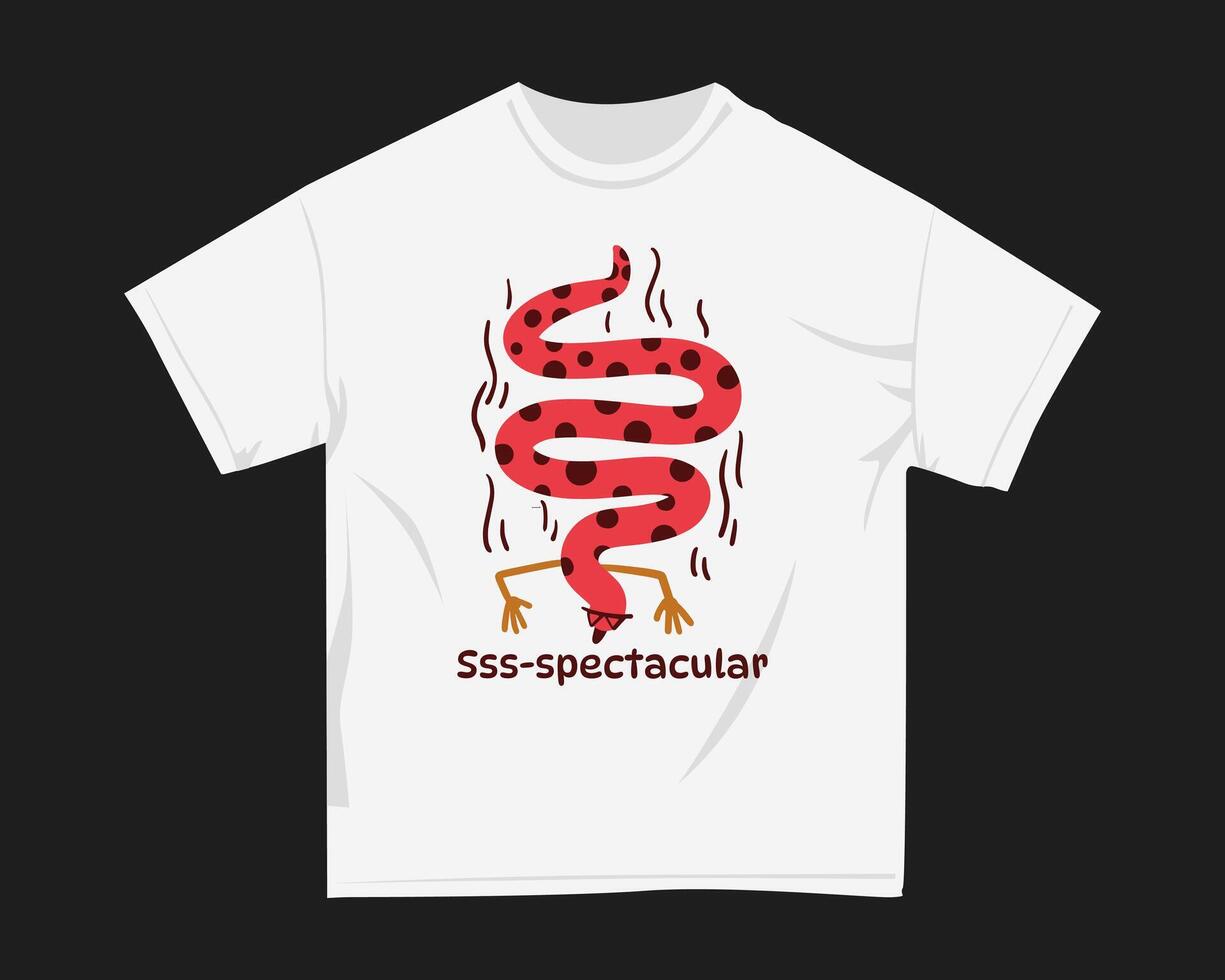 Spectacular snake, Naive cartoon t shirt design for print vector