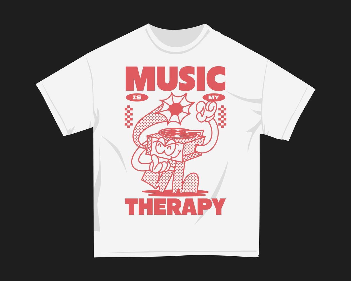 Music is my therapy, Retro music t shirt design for print vector