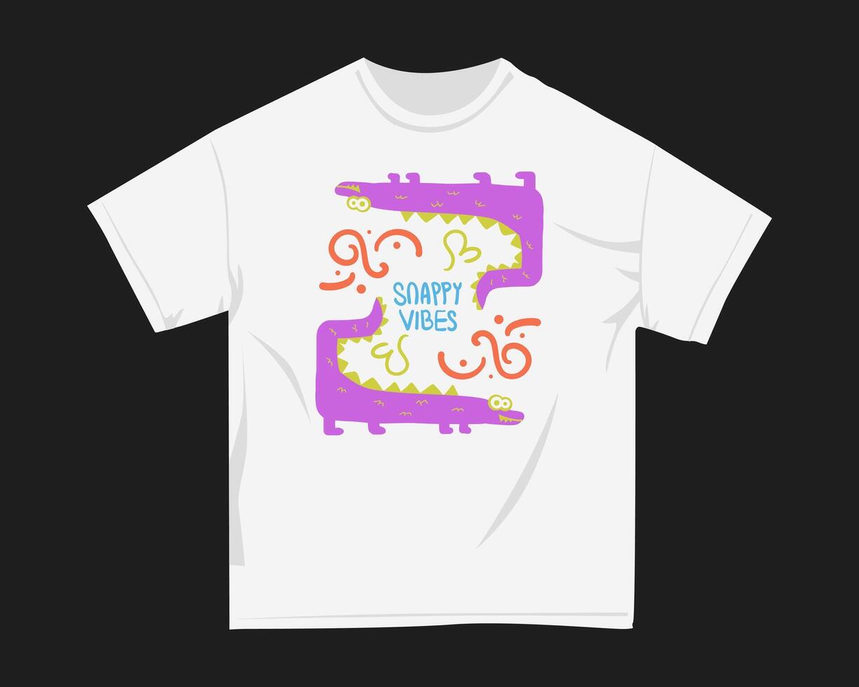Snappy vibes, Naive cartoon t shirt design for print vector