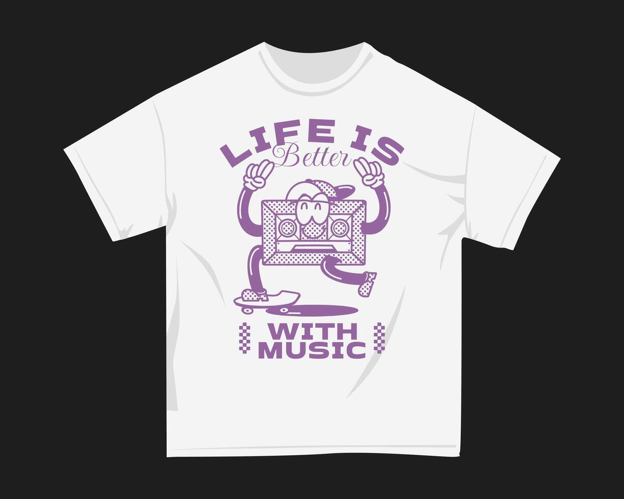 Life is better with music, Retro music t shirt design for print vector