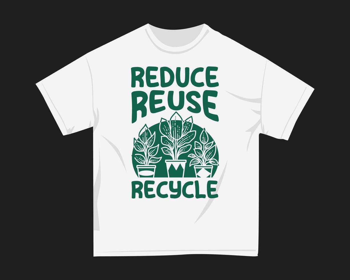 Reduce Reuse Recycle, Retro environmental t-shirt design vector