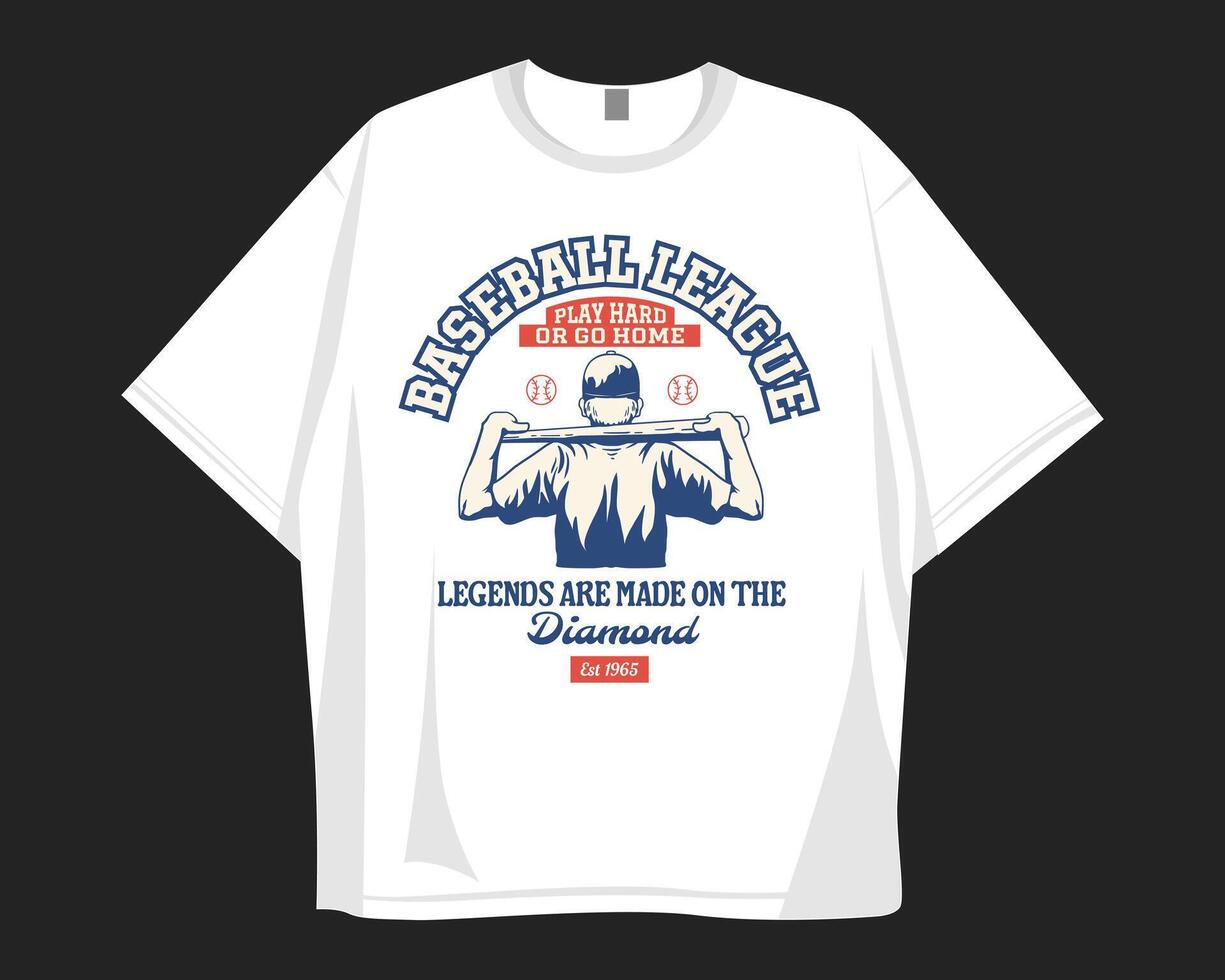 Baseball league Vintage baseball graphic t shirt design vector