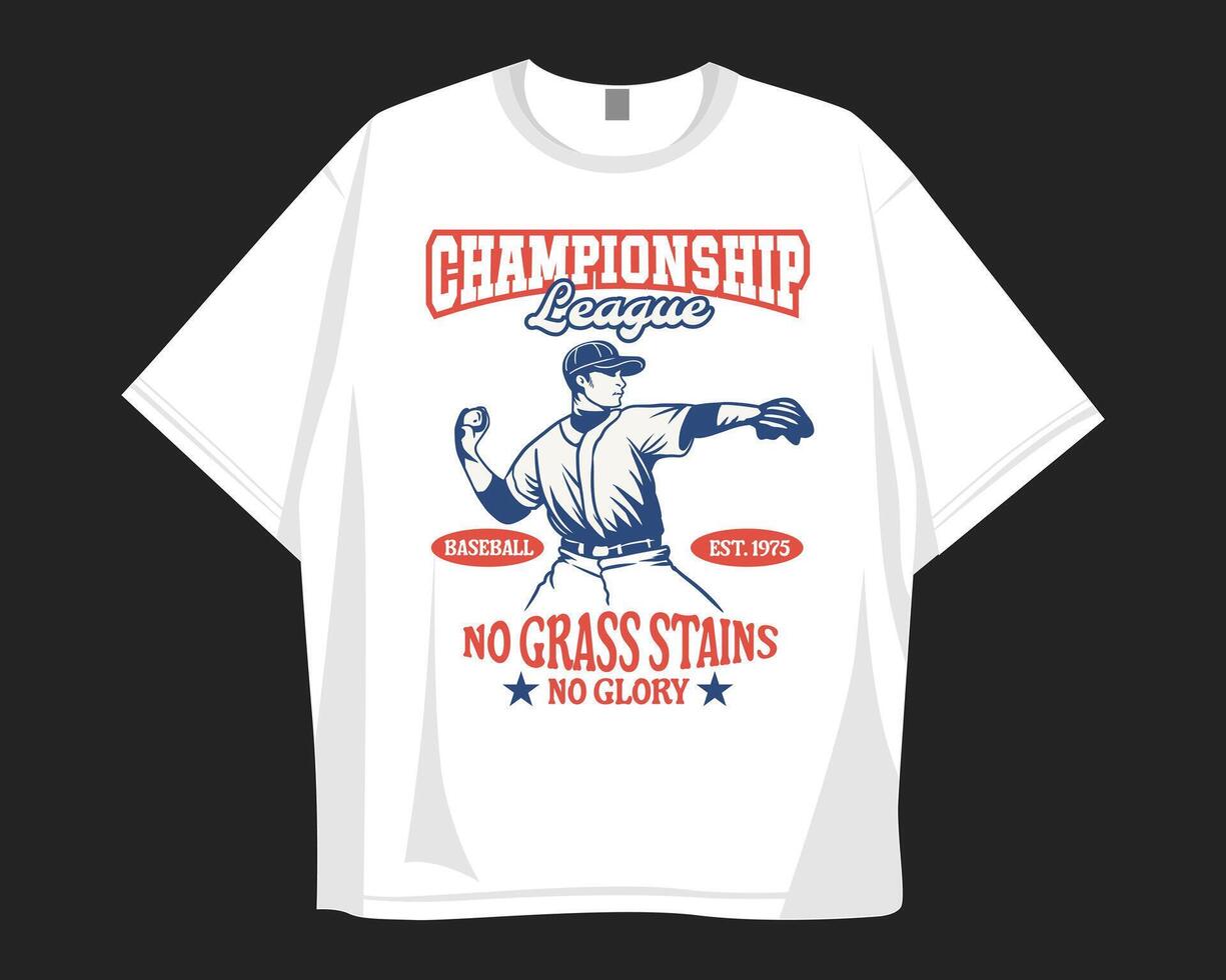 Championship league, Vintage baseball graphic t shirt design for print vector