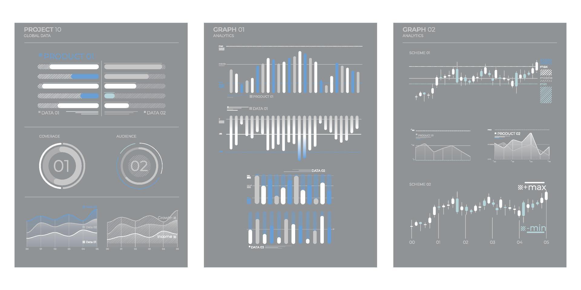 Business elements charts in color. illustration. vector