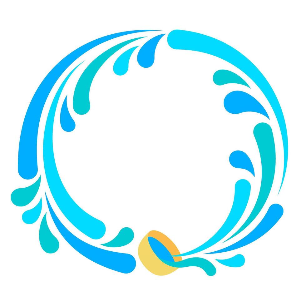 water splashing round shape border frame celebrate songkran festival vector
