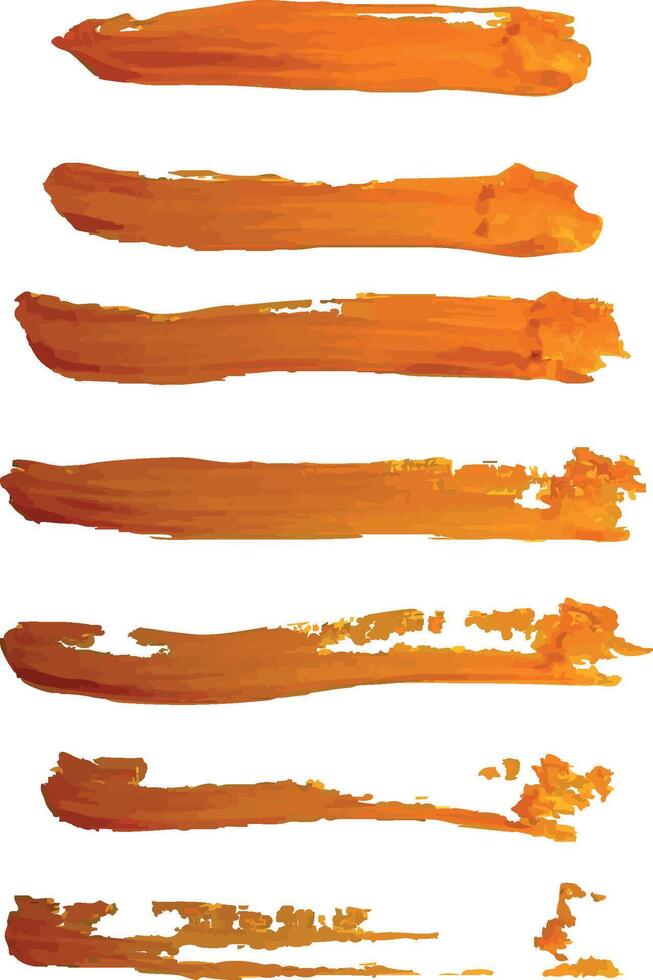 Illustration of a series of orange brush strokes. Each stroke has its own texture. vector