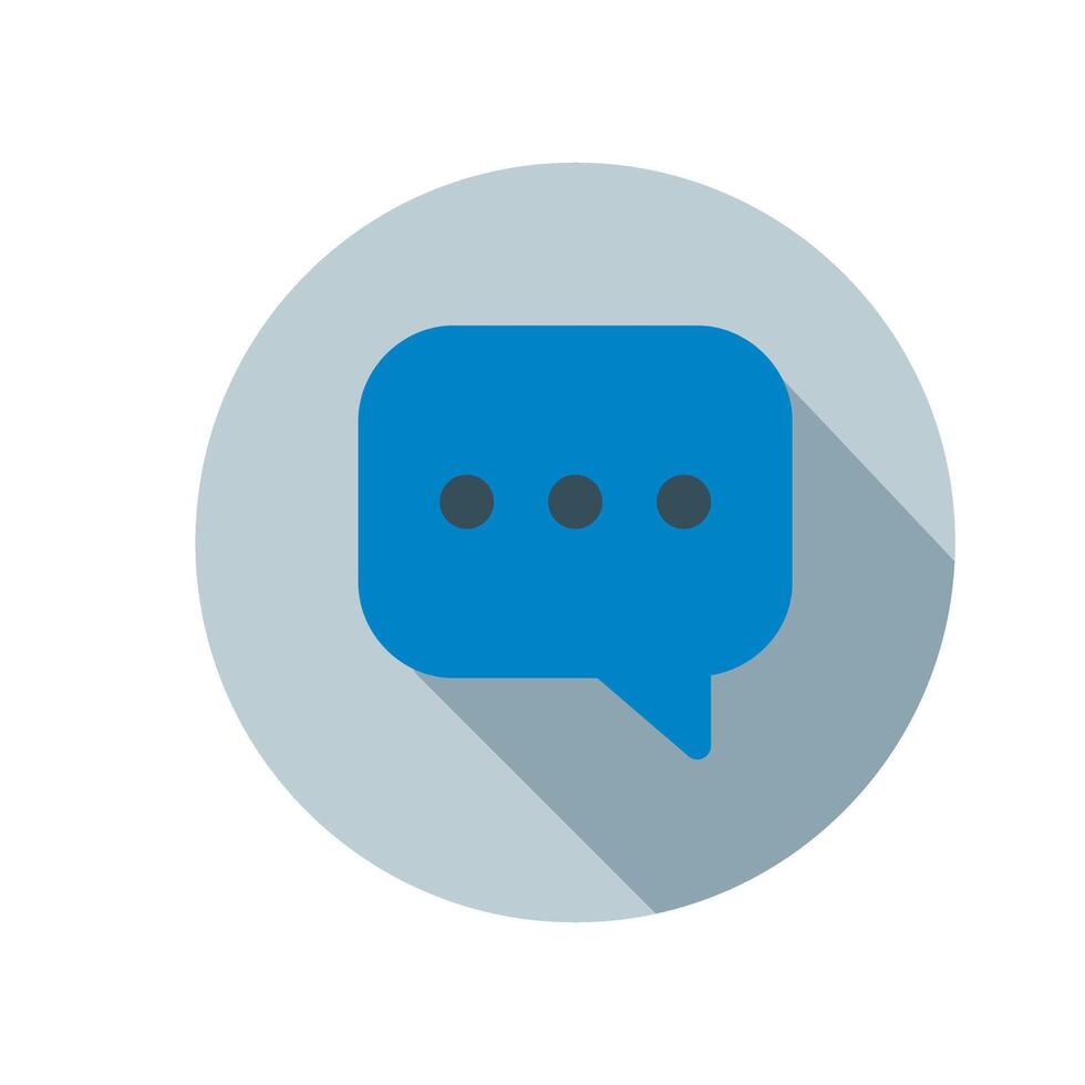 A blue speech bubble icon on a white background vector