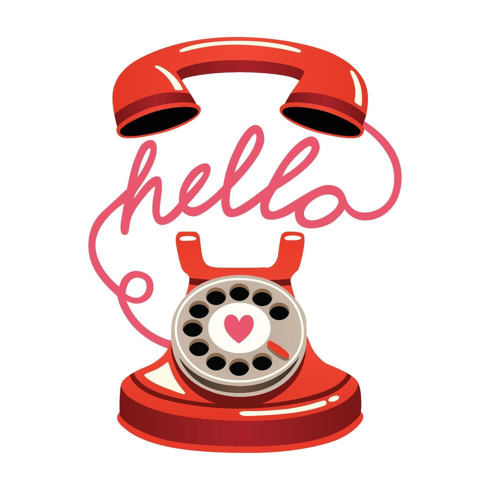 illustration of HELLO with telephone vector