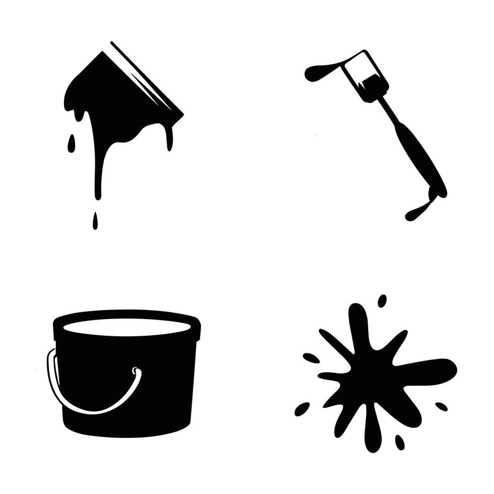 Messy Paint Spillage Icons Set vector