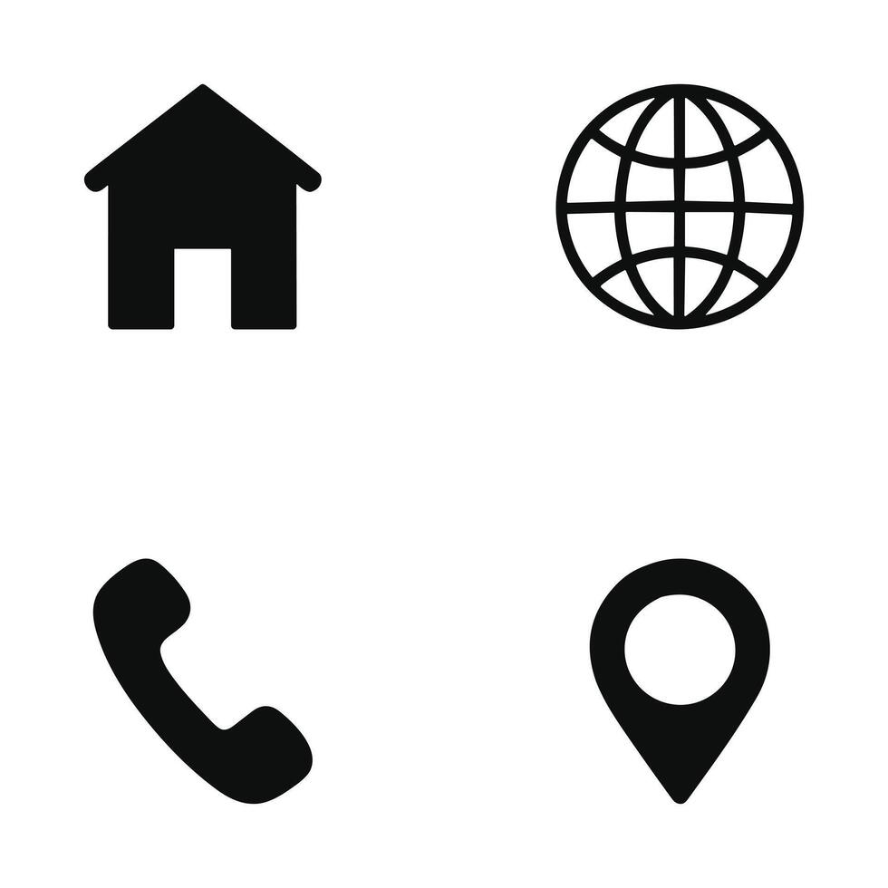 Simple Black Icons for Contact and Location vector