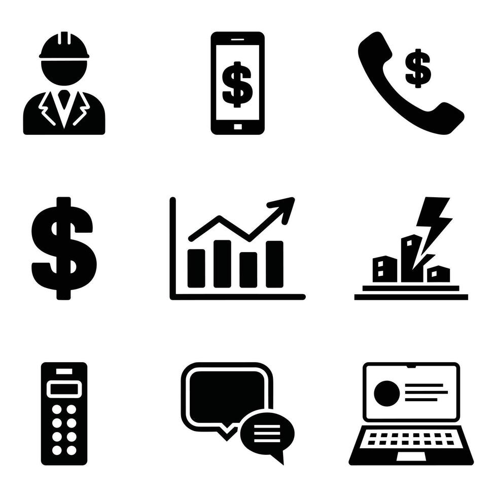 Business Icons Set for Financial and Communication Strategy vector