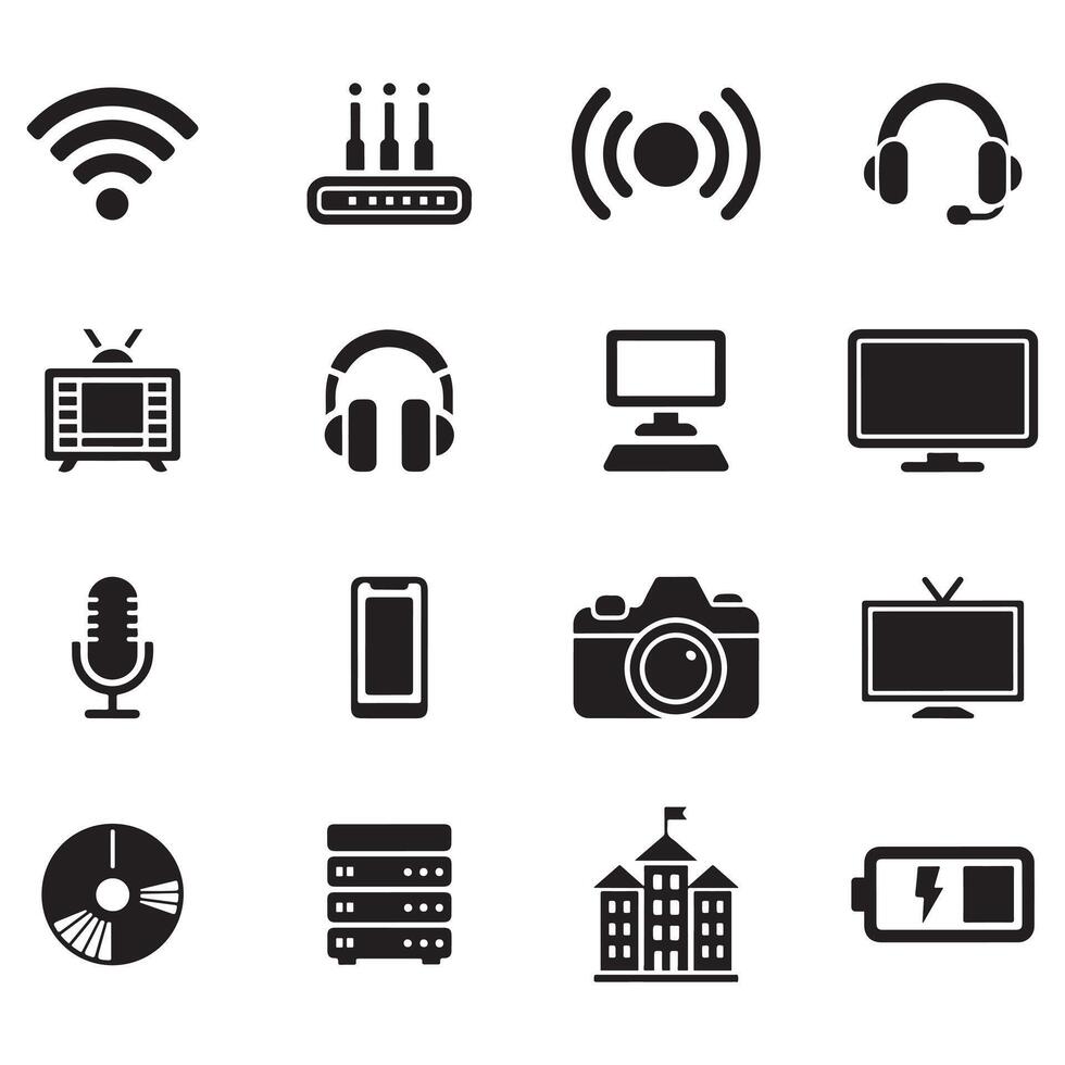 Flat Icons Representing Modern Communication and Technology vector