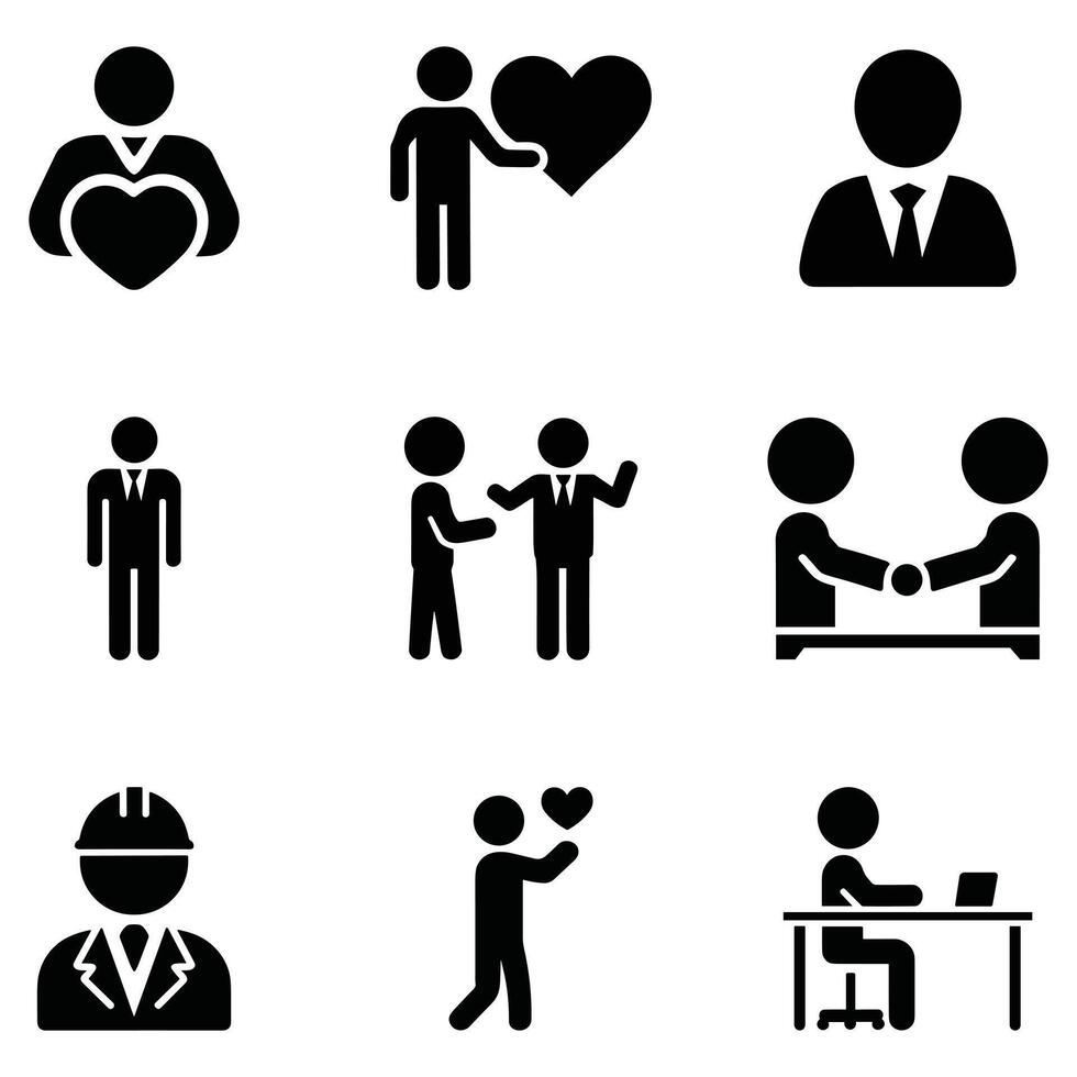 Diverse Business and Professional Icons Representing Interaction and Relationships vector