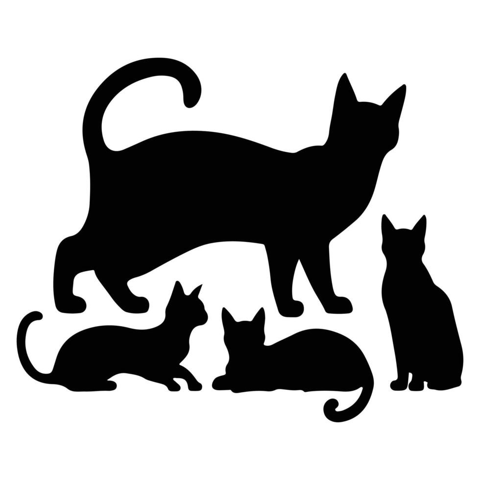 Silhouette of a Family of Cats vector