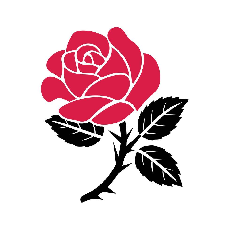 Elegant Red Rose Silhouette Design vector
