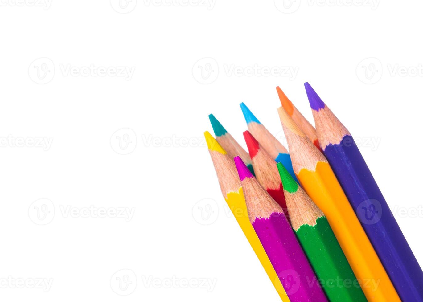 Colorful pencils arranged in a vibrant display ready for creative projects and artistic expression photo