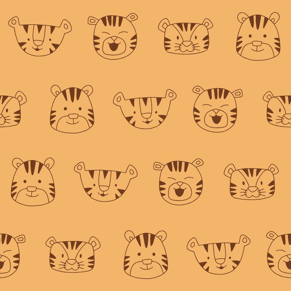 Outline Tiger Seamless Pattern Background for Print Fabric Surface Fashion Wrapping vector