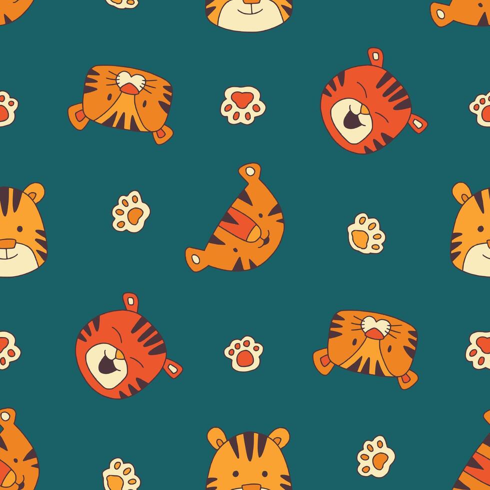 Seamless Pattern of Tiger Animal Paw Background for Fashion Wrapping Print Fabric Surface vector