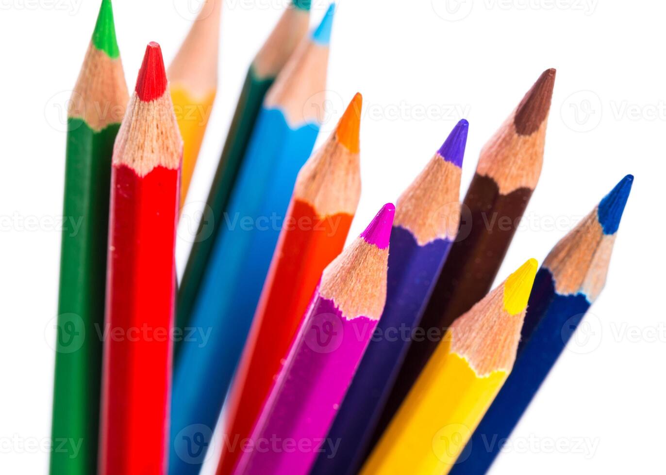 Vibrant assortment of colored pencils arranged in an artistic display for creative projects and artistic inspiration photo