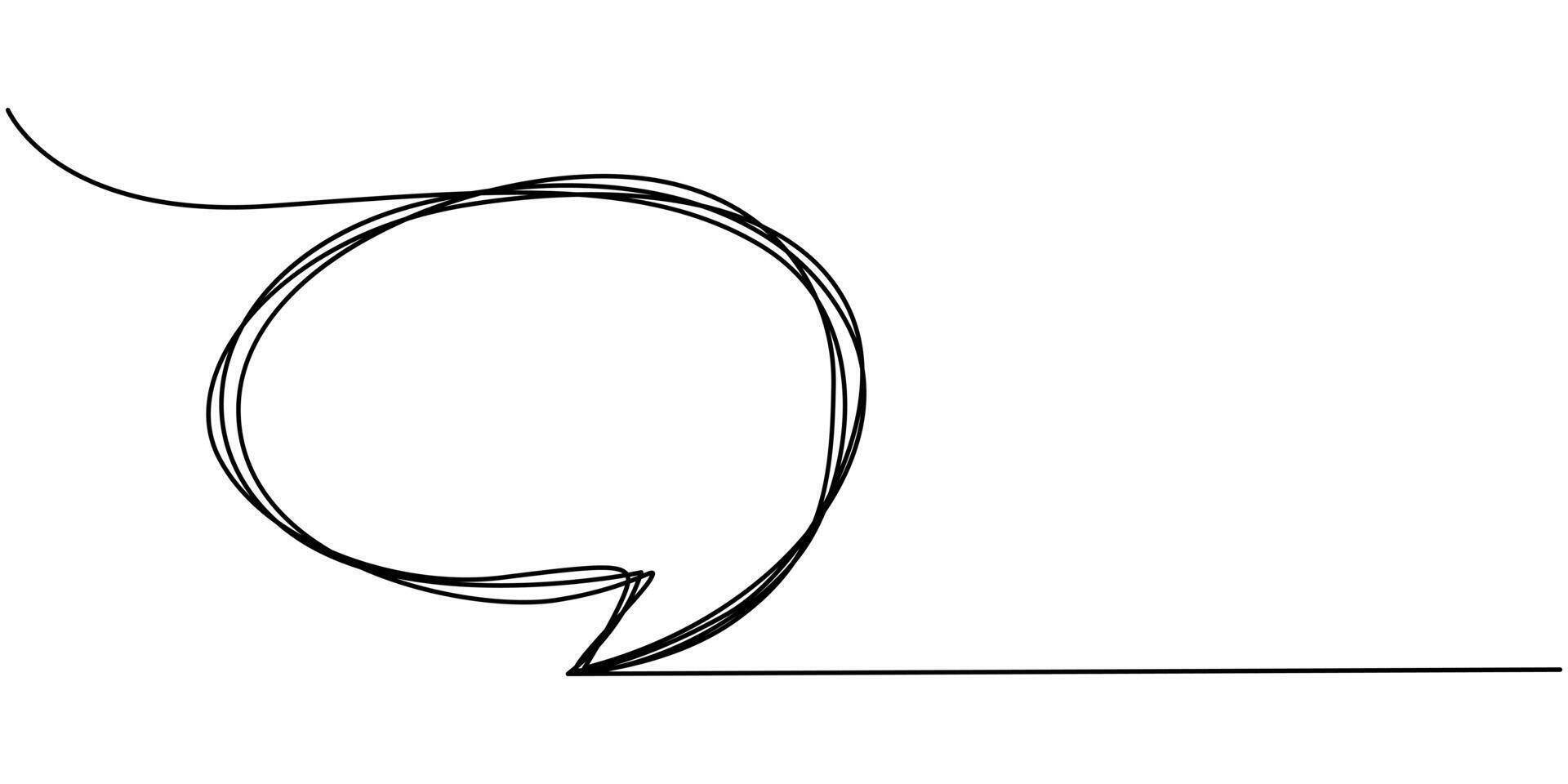 Speech bubble continuous one line drawing vector