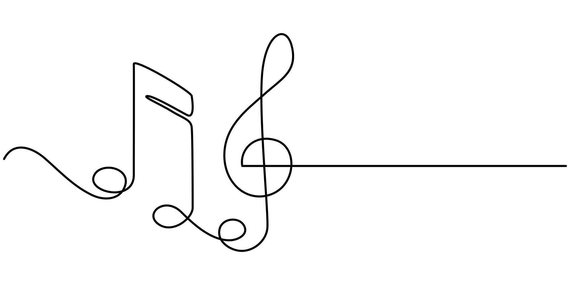 Decoration continuous line hand drawing element music note for concert vector