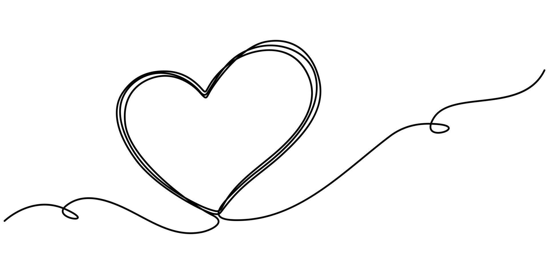 Heart shape outline continuous one line drawing icon vector