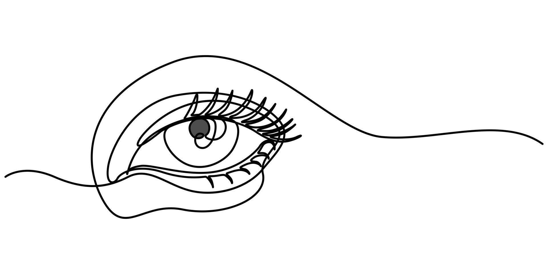 Eye one art continuous line drawing visual sign Symbol of vision Single line of human eye icon vector