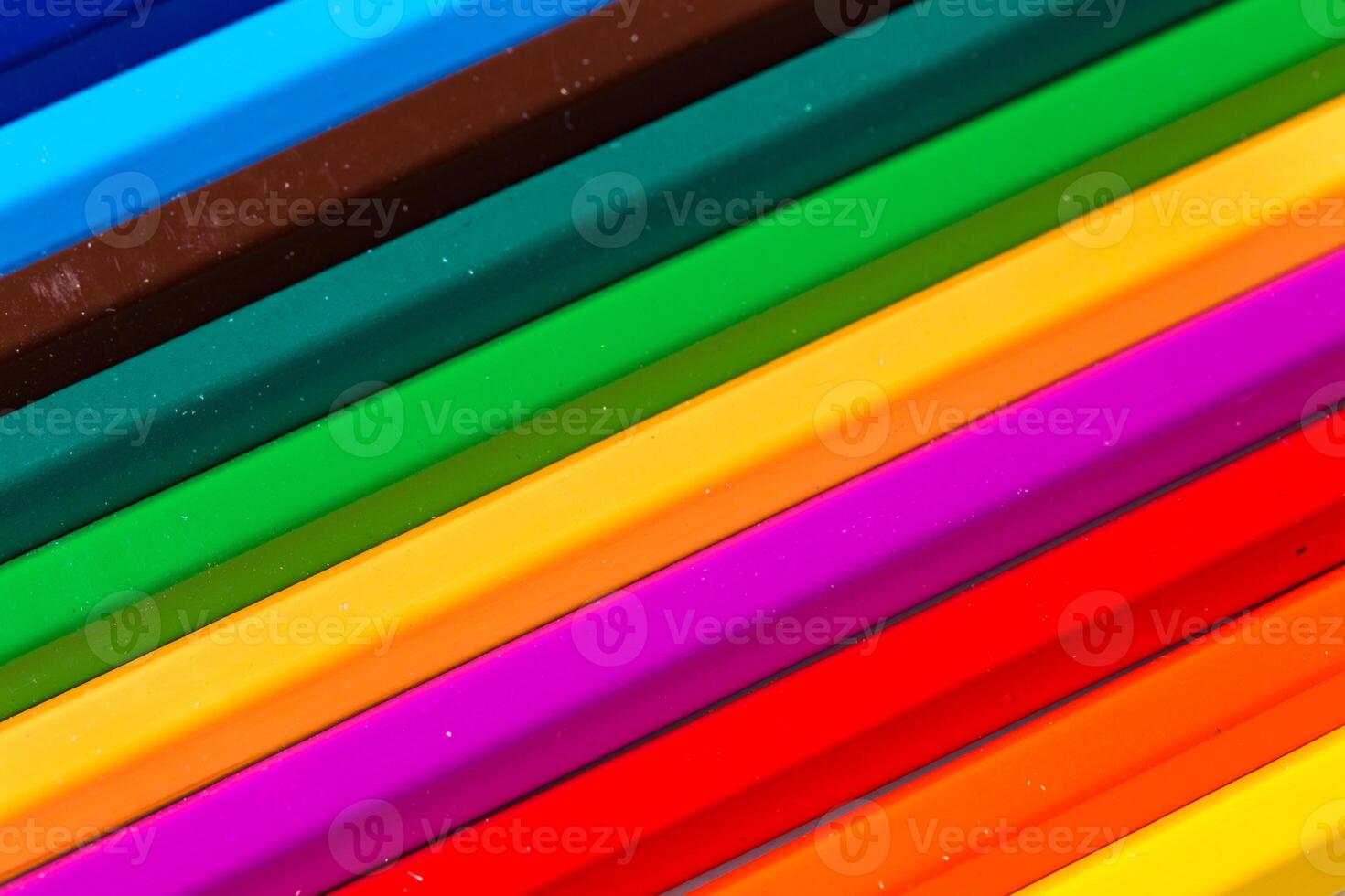 Colorful arrangement of art supplies with various shades and hues in a vibrant display photo