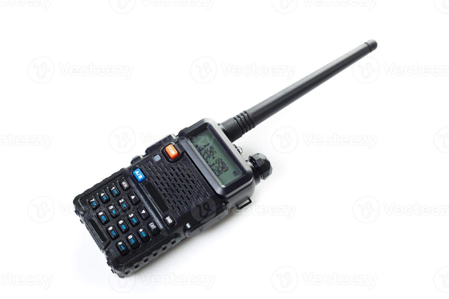 Ham radio transceiver with digital display and extended antenna for communication enthusiasts photo