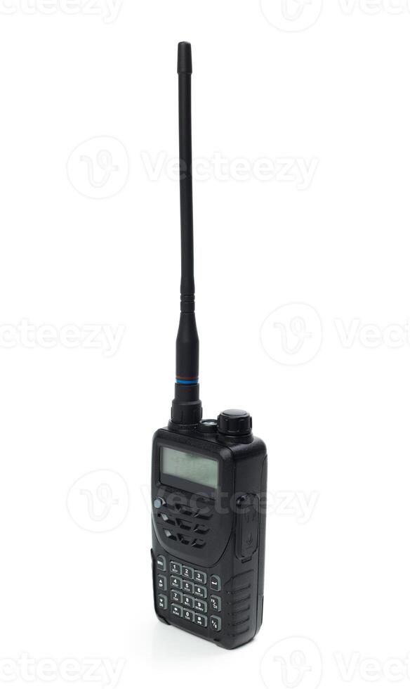 Handheld two-way radio device with extended antenna for communication in various environments photo