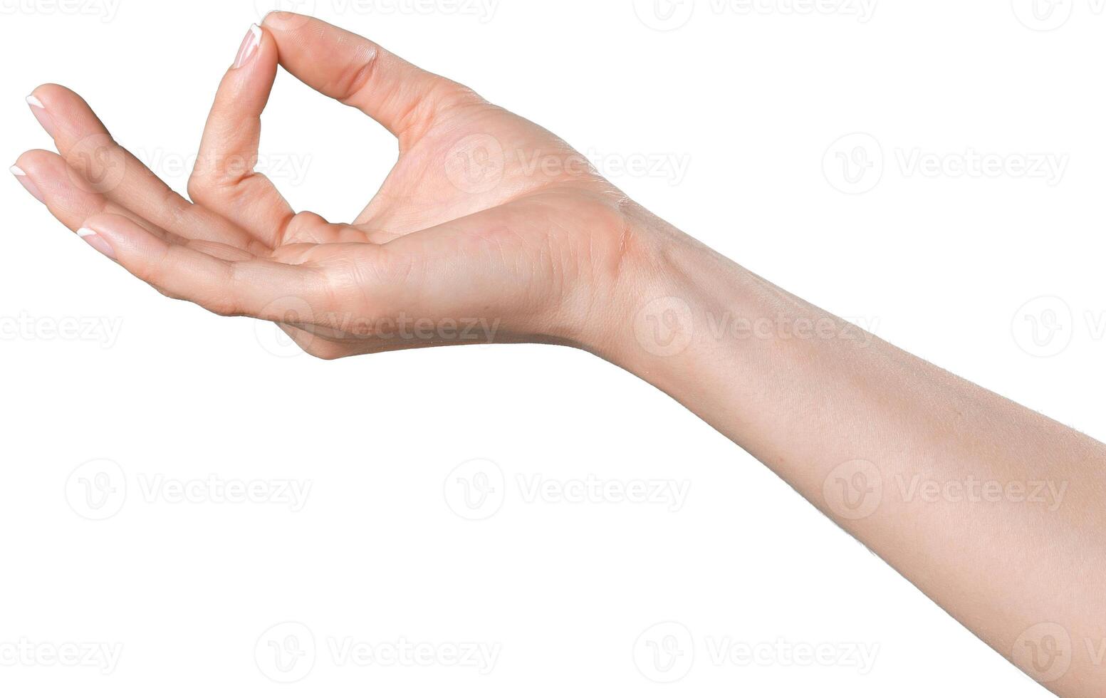 Hand gesture displaying the sign for approval or agreement in neutral lighting photo