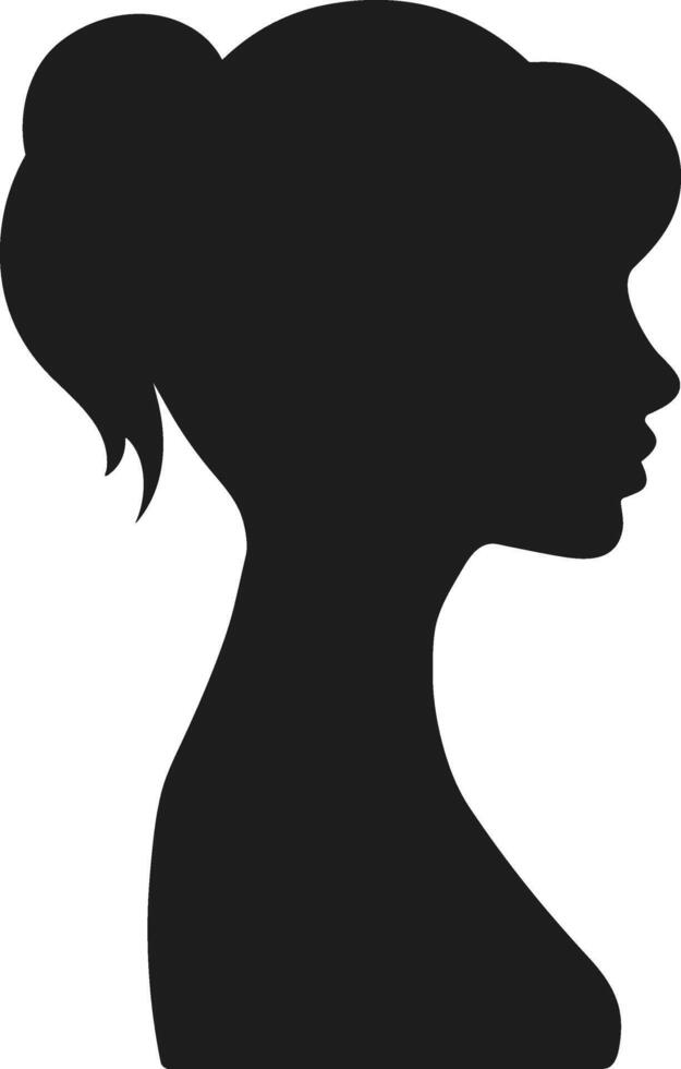 Stylish Female Silhouette with Ponytail - Elegant Illustration vector
