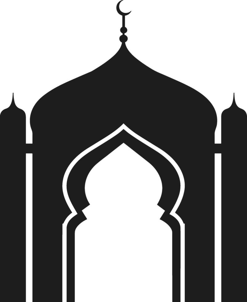 Islamic Mosque Arch Silhouette with Crescent Moon Illustration vector