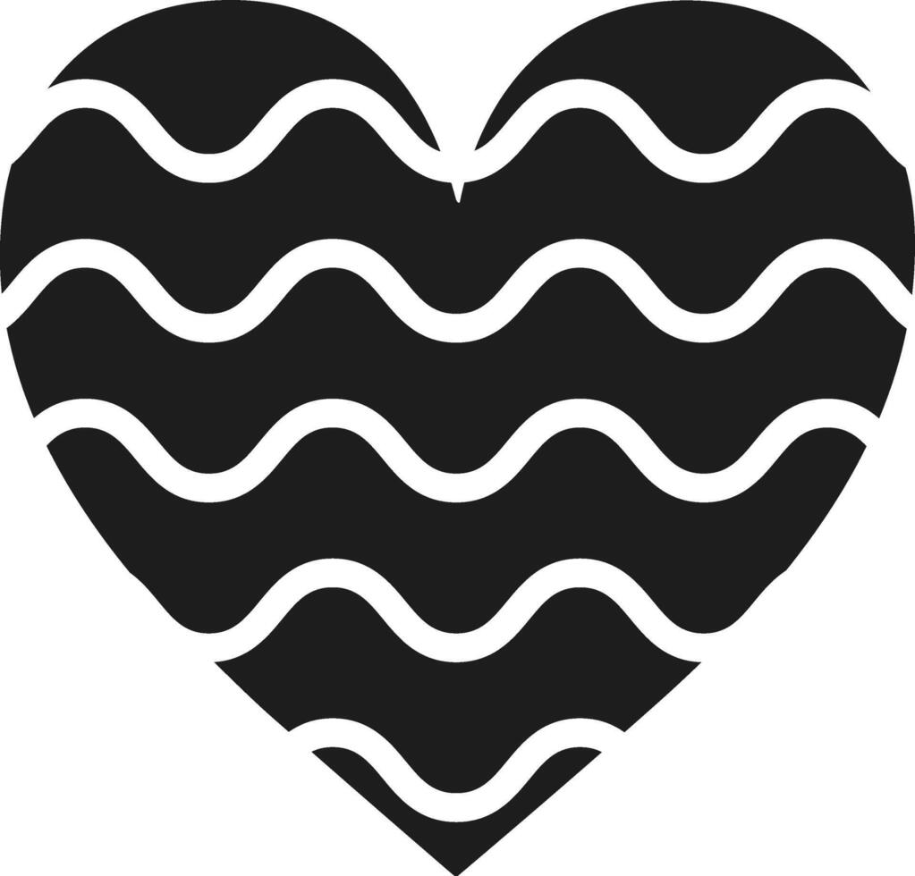 Wavy Heart Silhouette Illustration vector