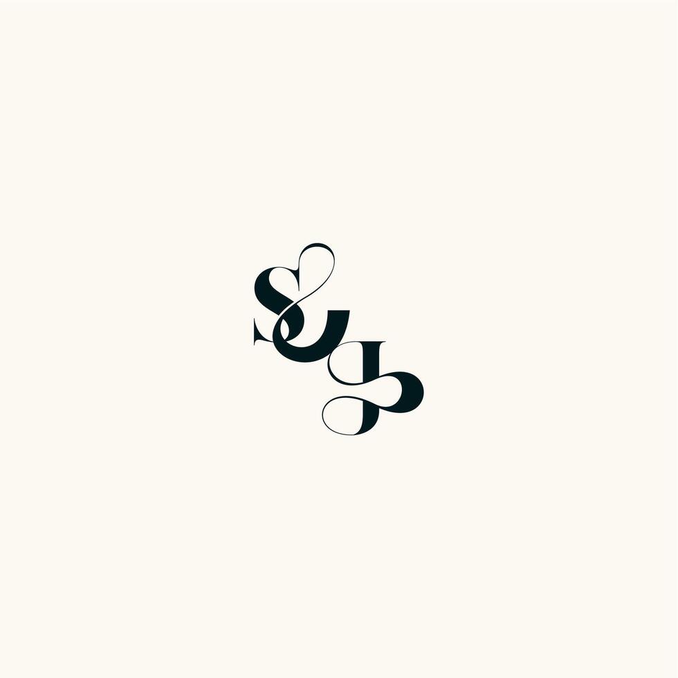 fancy curve logo bold and hairline initial letter wedding monogram elegant JS vector