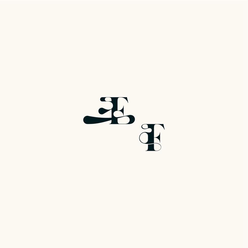 fancy curve logo FF wedding monogram elegant bold and hairline initial letter vector