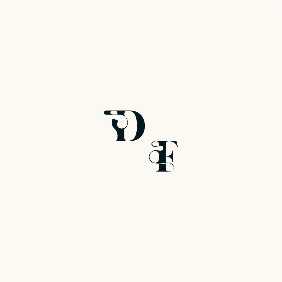 fancy curve logo FD wedding monogram elegant bold and hairline initial letter vector
